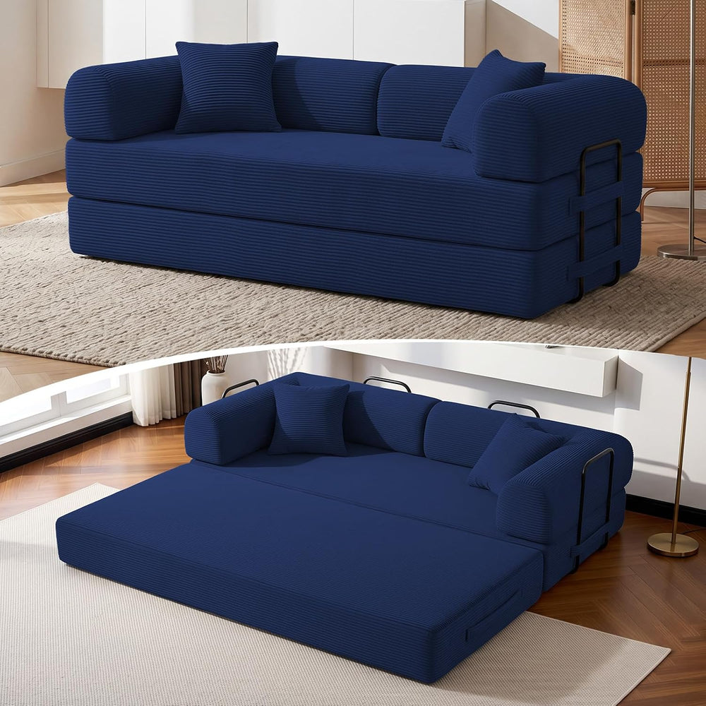 79" Convertible Futon Sofa Bed,5-In-1 Boneless Couch for Small Spaces