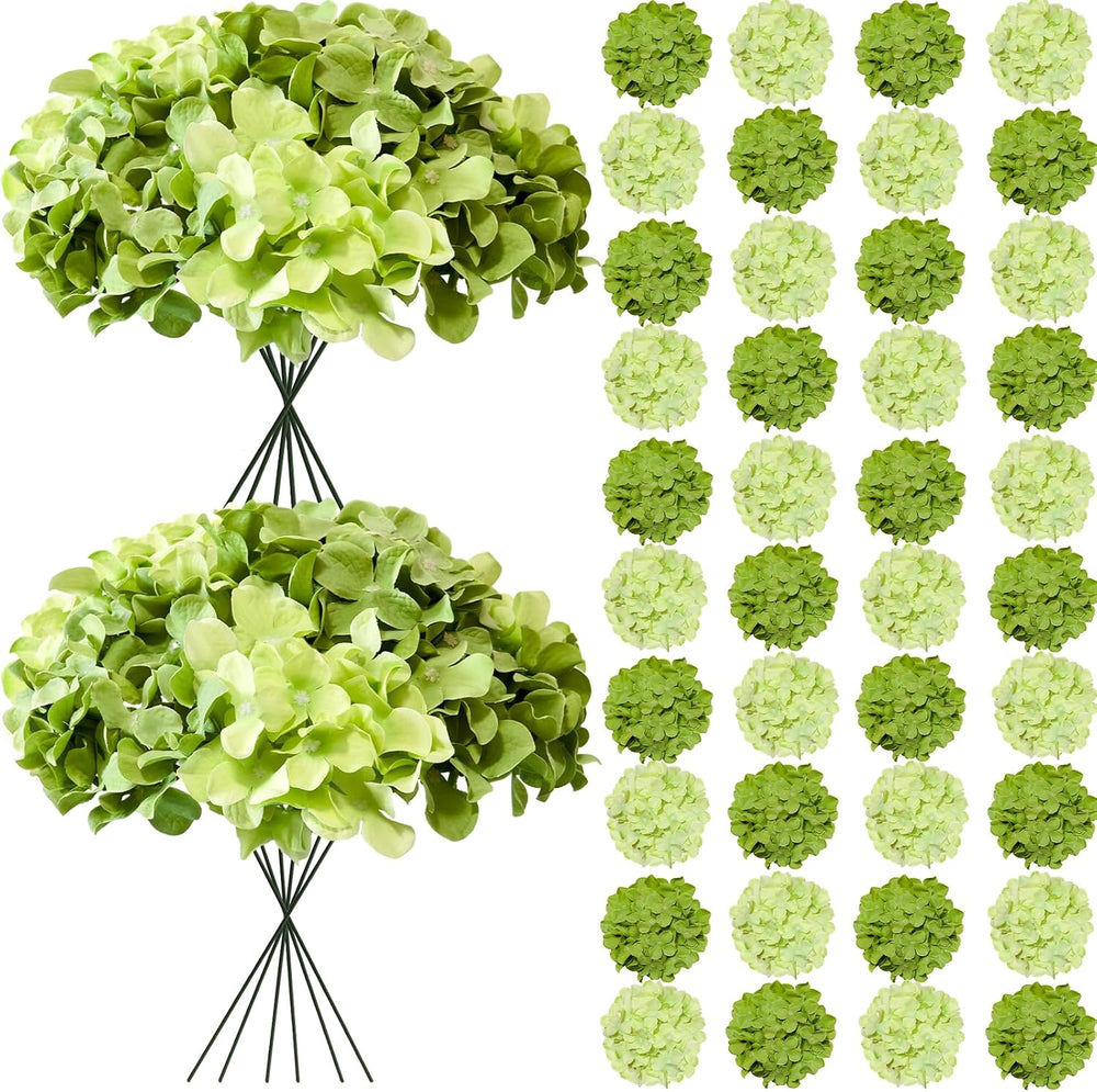 50 Pcs Faux Green Mix Hydrangea Artificial Flowers Bulk Fake Flowers