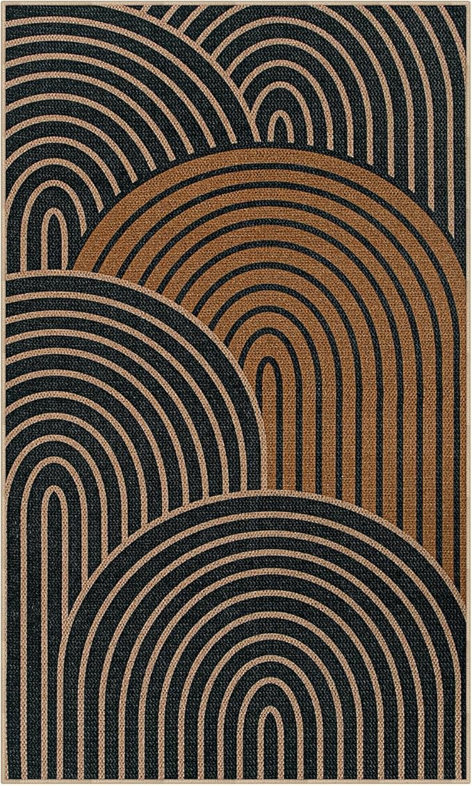 Lahome Modern Rainbow Easy Jute 3x5 Rug, Washable Indoor Outdoor Carpet - Image 7