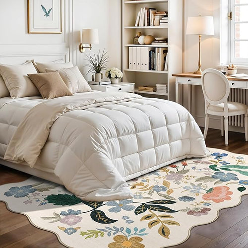 5x7 Living Room Area Rugs: Washable Floral Non-Slip Rug - Image 2