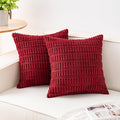 Pack of 2 Corduroy Decorative Throw Pillow Covers 20x20 InchSoft Striped Pillow by Unknown