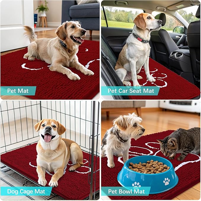 OLANLY Dog Door Mat for Muddy Paws 30x20, Paw Print Design, Absorbs Moisture - Image 7