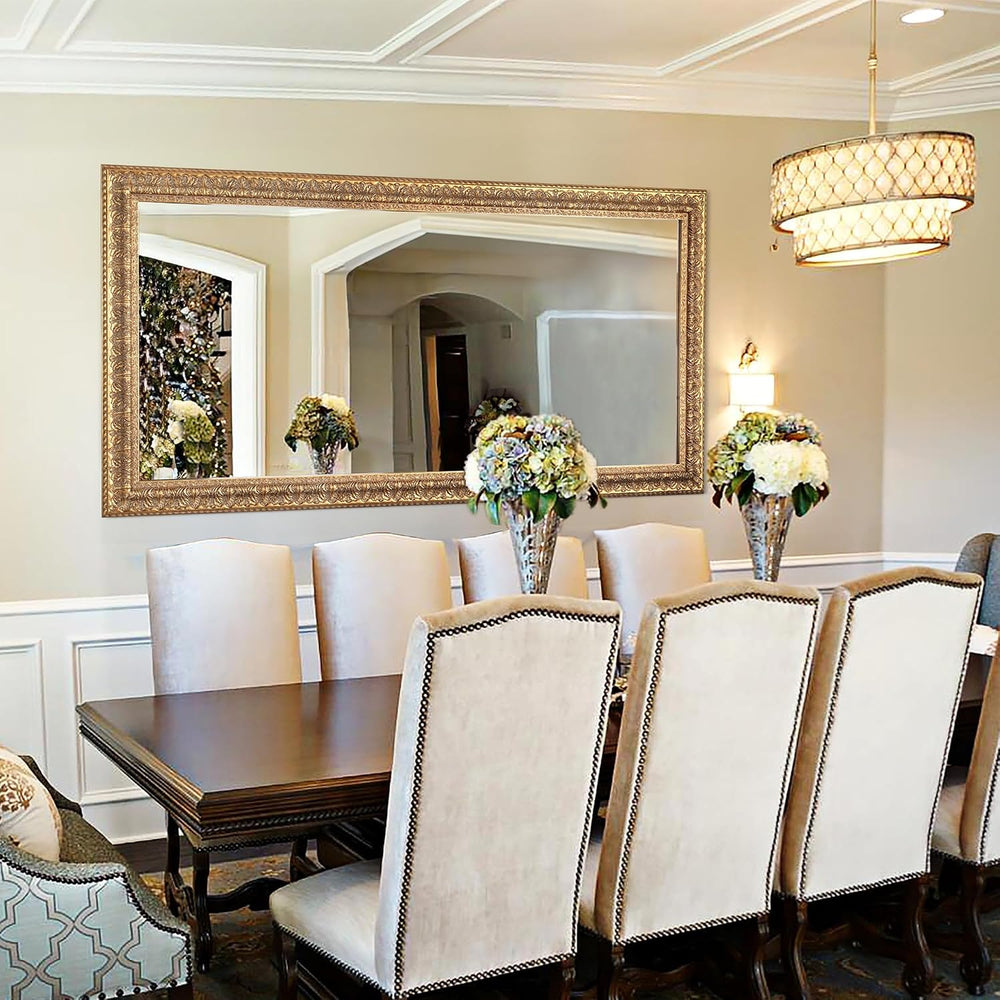 61"x31" Large Living Room Mirror for Decor, Gold Wall Mirror with C...