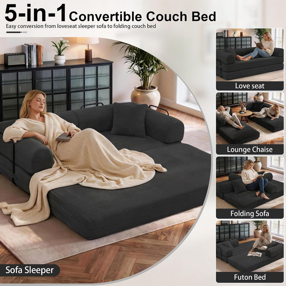 JJJ 63 inch Boneless Sofa Bed Sleeper Couch