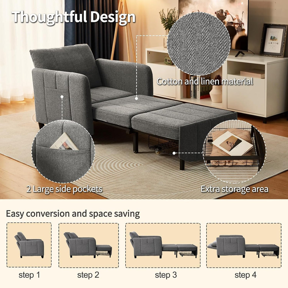 Sleeper Chair 84" Extra Long Convertible Chair Bed Upgraded 3-in-1 to 4-...