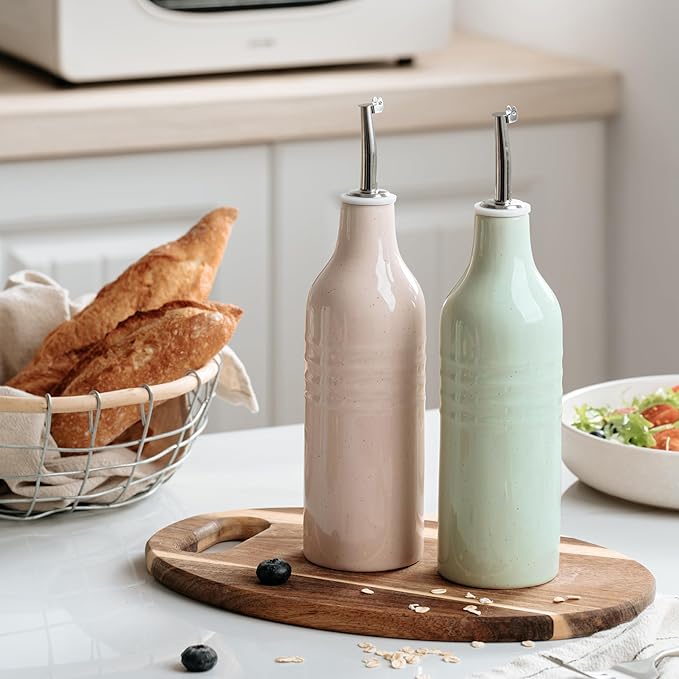 famiware Jupiter 16oz Ceramic Olive Oil Dispenser Bottle, Olive Oil and Vinegar - Image 7
