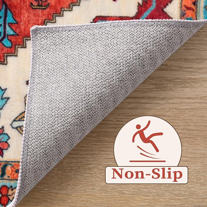SERISSA Washable Rugs 6x9 Boho Area Rugs, Large Non-Slip Living Room Rug - Image 4