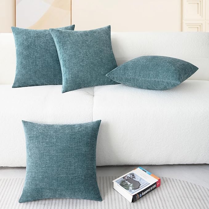 CaliTime Throw Pillow Covers Decorative 18 X 18 Inches Pack of 4 Cozy Chenille - Image 6
