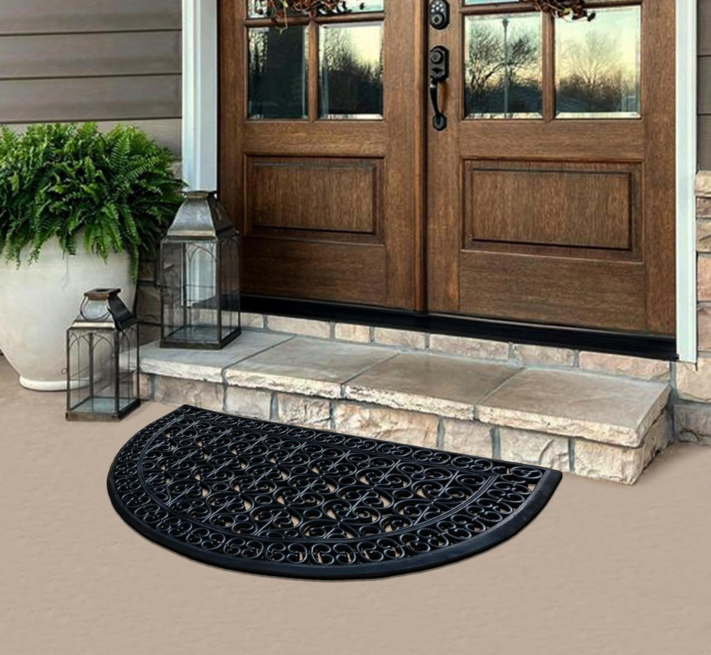 A1 Home Collections 18-LB Heavy Duty Rubber Doormat 30"×48" - Won't Blow Away | Outside Front Door Mat, Mud Dirt Scraper, Non-Slip Drainage Mat for Entryway Patio Garage, All-Weather, 100% Rubber Mats