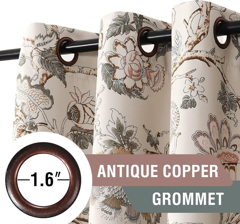 H.VERSAILTEX Blackout Curtains 84 Inch Length 2 Panels Set Floral Print Curta...