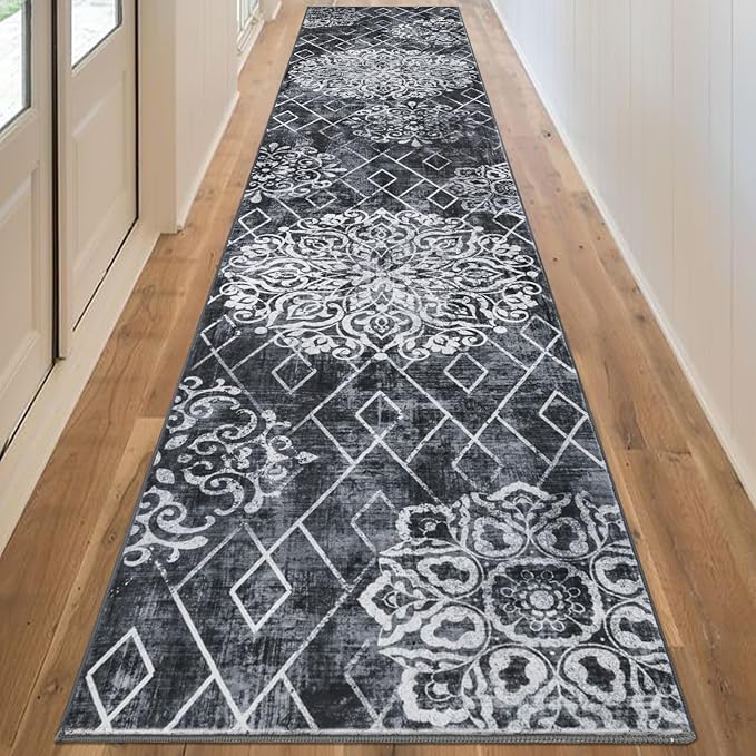 HEBE Hallway Runner Rug 2'8''x14' Washable Vintage Distressed Area Rugs Non - Image 9