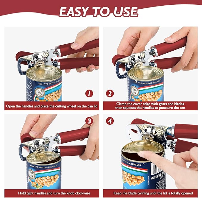 Mebotem 10 Colors Can Opener Manual Handheld Heavy Duty Hand Can Opener Smooth - Image 6