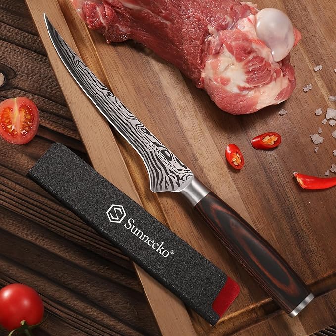 Sunnecko Boning Knife with Pakkawood Handle, 6 inch High Carbon German - Image 5