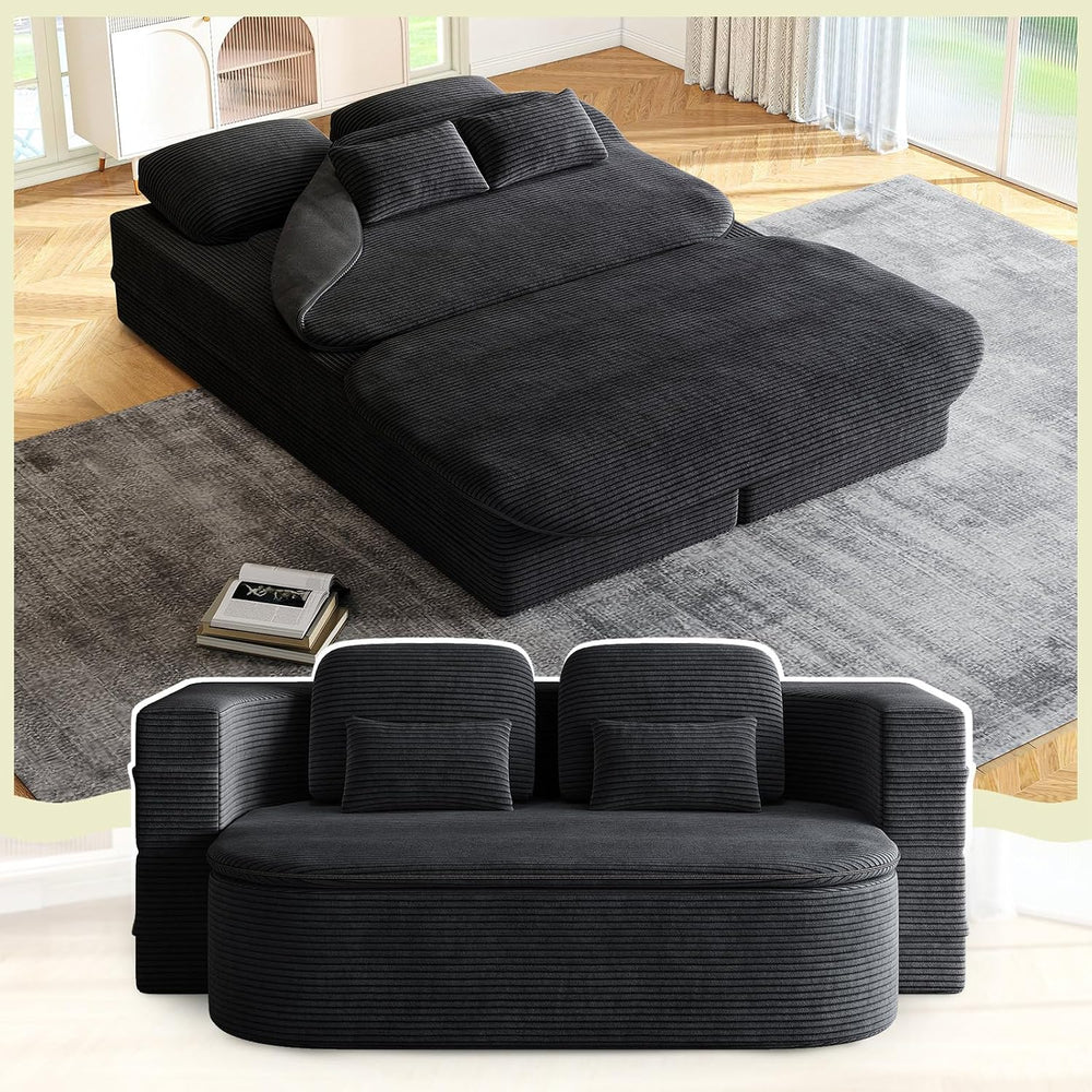 Antetek Convertible Sleeper Sofa, Modern Folding Futon Corduroy Floor Foam Co...