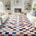Ophanie Checkered Rainbow Rug for Living Room Bedroom, Colorful Fluffy Soft by Ophanie