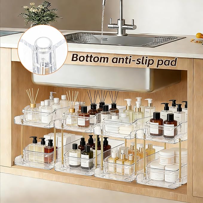 LAREKUN2pack 2-Tier Organizer & Storage Unit Stackable Bathroom Cabinet - Image 9