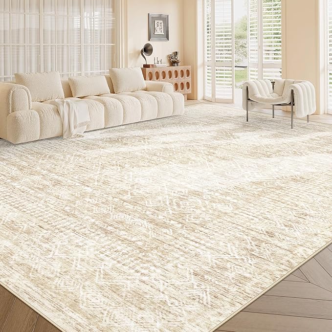 Living Room Rugs 10x14: Washable Moroccan Geometric Boho Rug Farmhouse Non Slip - Image 3