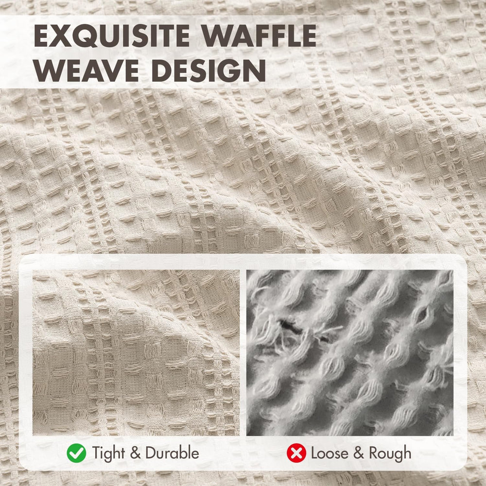 Decorative Waffle Pillow Shams King Size 20x36 Oatmeal 2 Pack