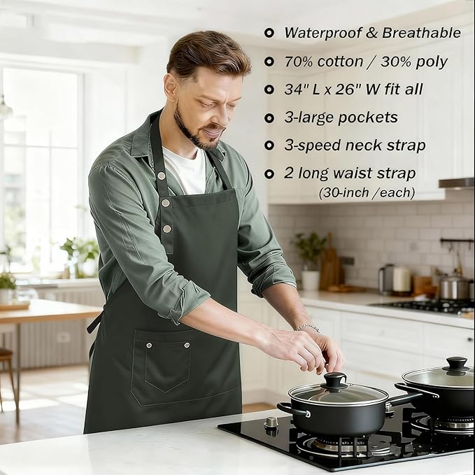 Art Aprons for Painting Pottery Ceramics, Mens Women Kitchen Cooking Aprons - Image 2