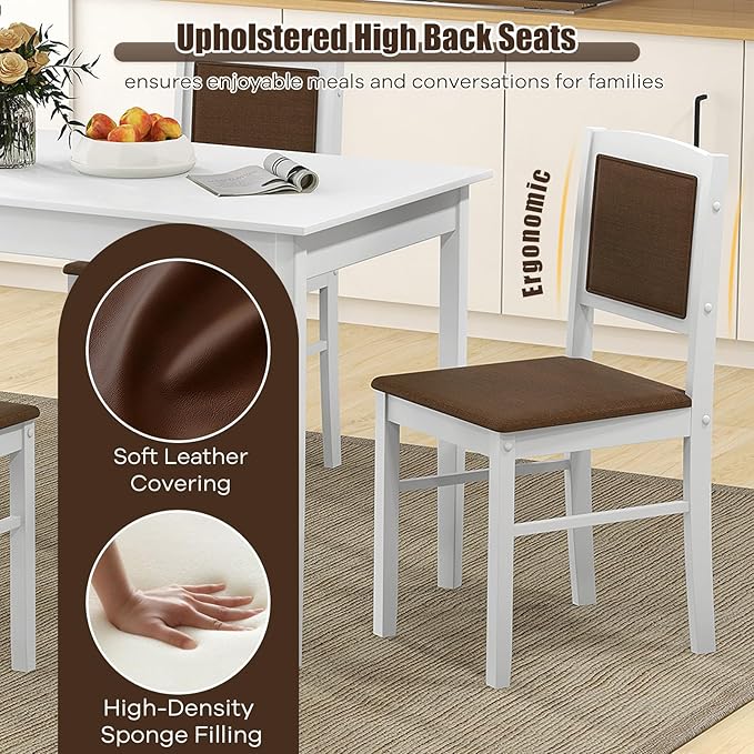 NAFORT Dining Table Set for 4, Farmhouse Kitchen Table and Chairs Set of 4, M...