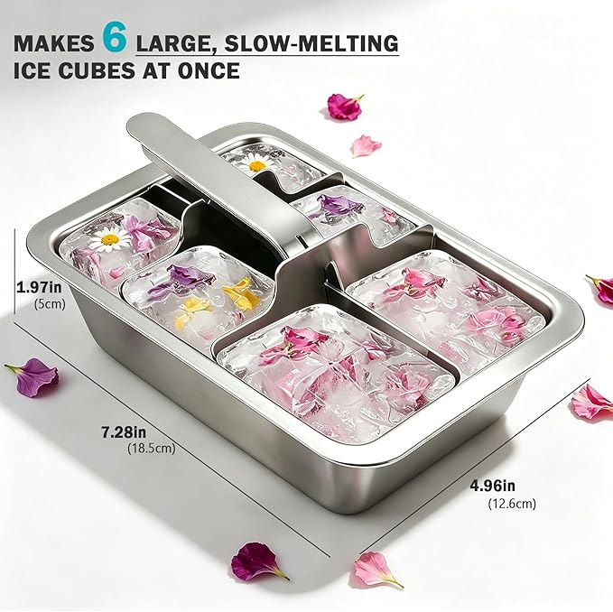 Stainless Steel Ice Cube Tray, Large Ice Cube Trays Mold - Image 5