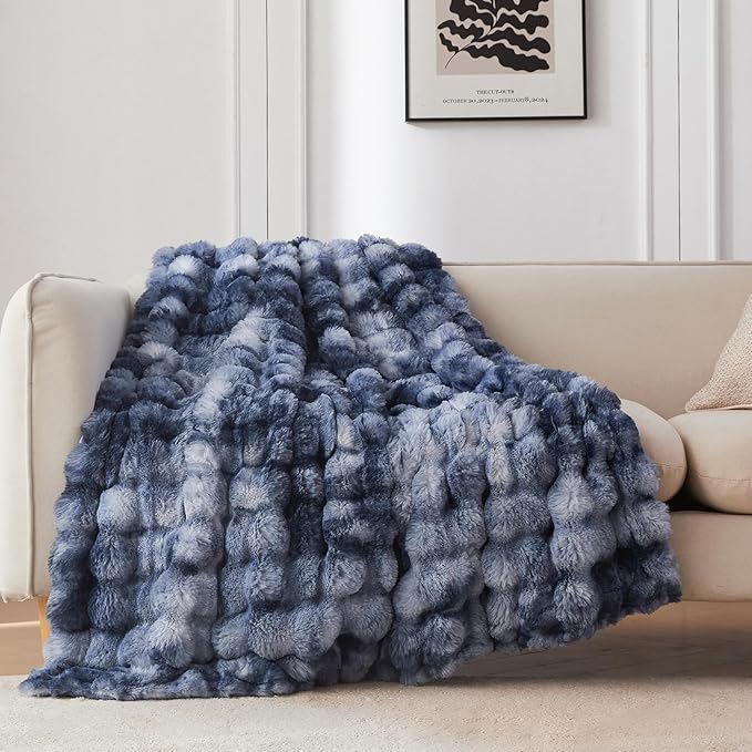 COOVA Faux Fur Throw Blanket for Couch, Cozy Soft and Fuzzy Plush Rabbit Fur by COOVA