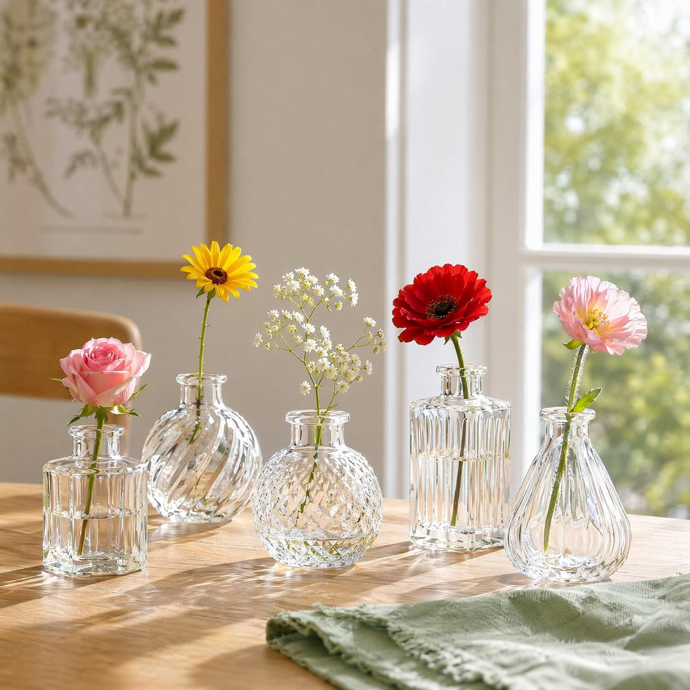 42 Pcs Clear Glass Bud Vases in Bulk,Small Vintage Flower Vases