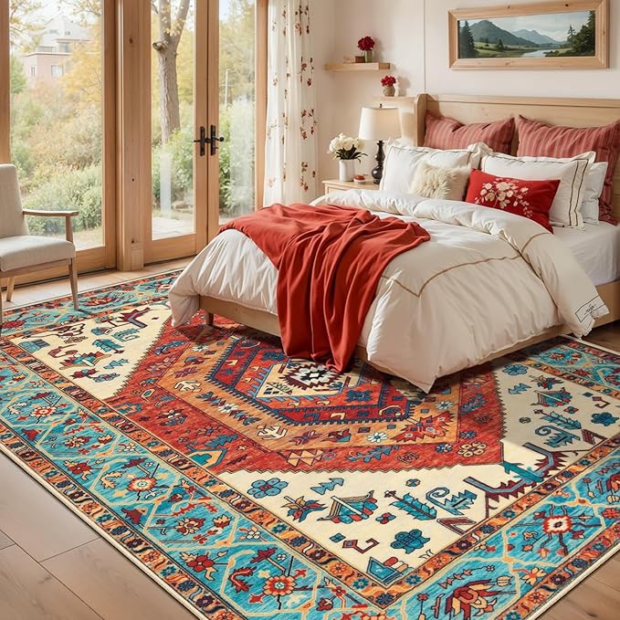 SERISSA 5x8 Area Rugs for Living Room, Large Washable Non-Slip Boho Rug - Image 2
