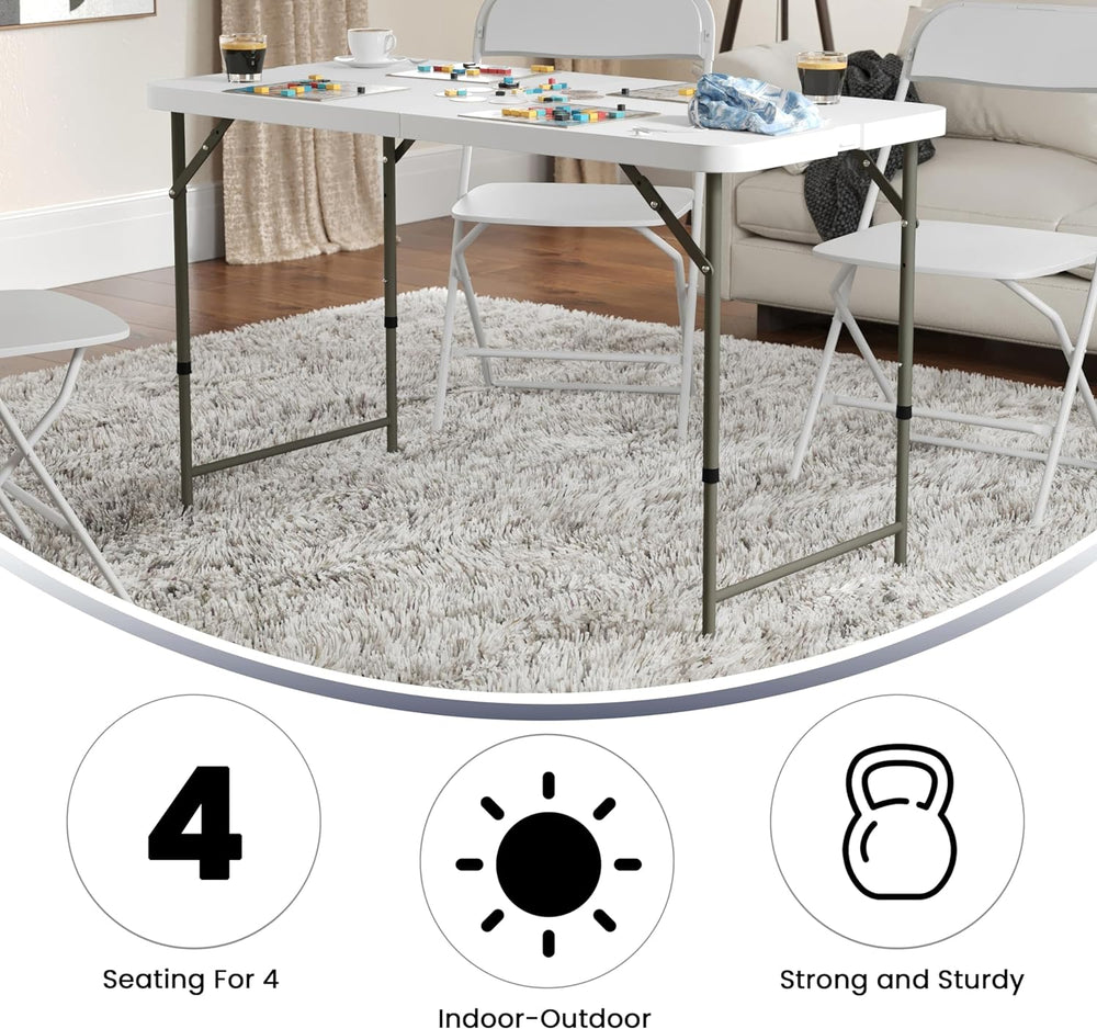 Flash Furniture 4-Foot Bi-Fold Granite White Plastic Folding Table