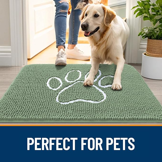 OLANLY Dog Door Mat for Muddy Paws 30x20, Paw Print Design, Absorbs Moisture - Image 6