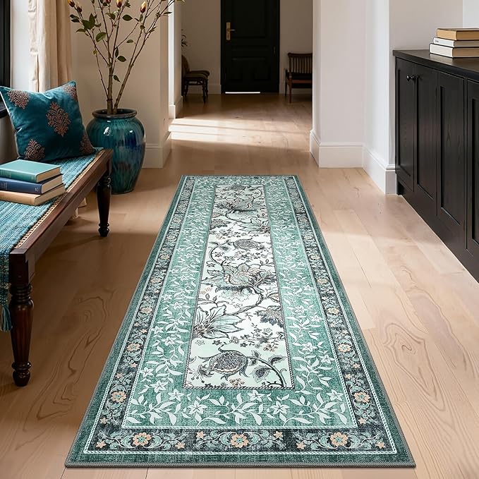 GarveeHome Teal 8x10 Area Rugs for Living Room, Botanical Grove Cottagecore - Image 3