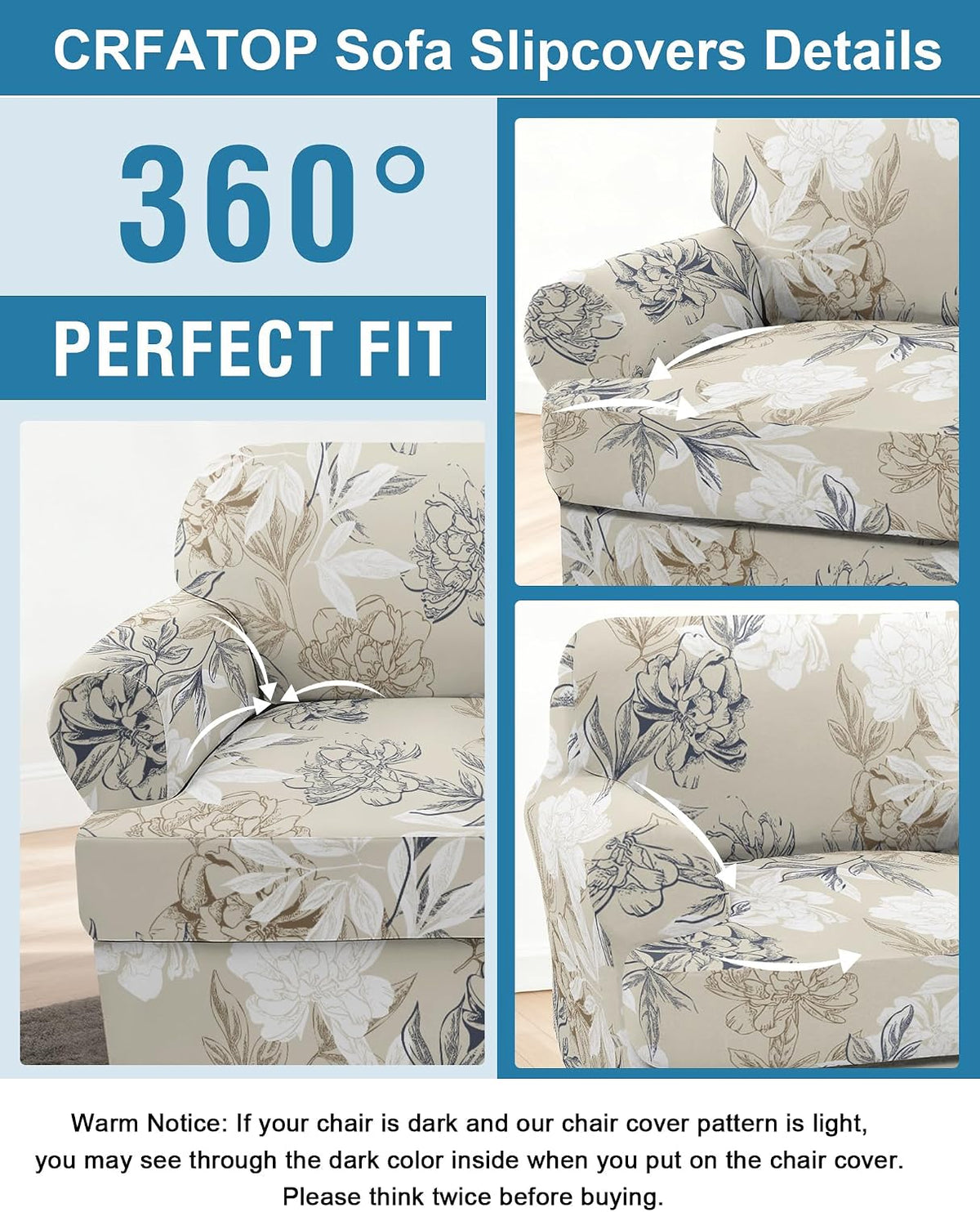 crfatop t cushion chair slipcover, 2 piece chair shown in use
