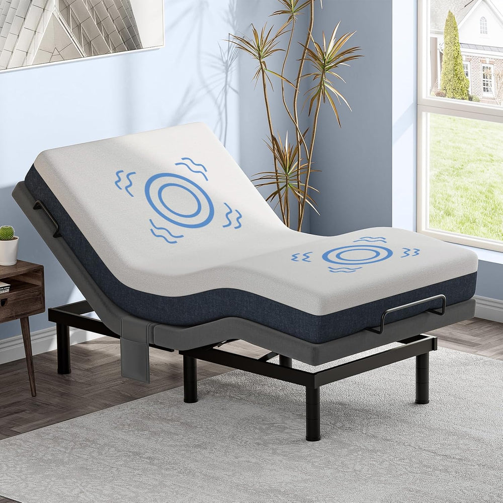 Adjustable Bed Frame Twin XL with Massage, Electric Bed Base Frame with Adjus...