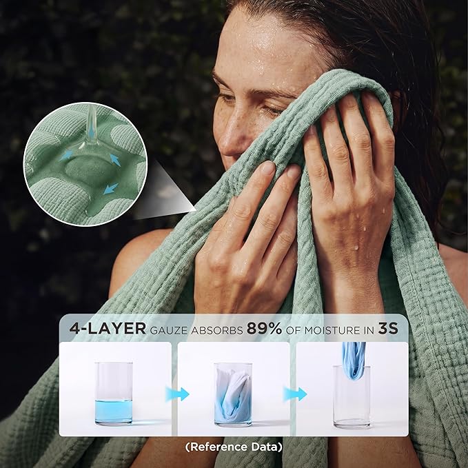 Bedsure 100% Cotton Muslin Throw Blanket Large 50x70 Inches - Image 3