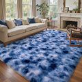 5x7 Ft Blue Shag Rugs for Bedroom Living Room Decor, Ultra Soft Fluffy Furry by Cuzwlovita