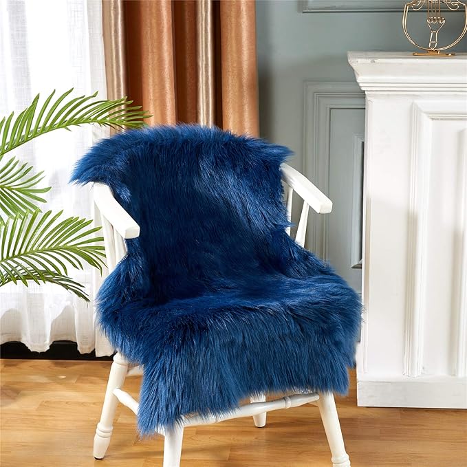 EasyJoy Ultra Soft Fluffy Shaggy Area Rug Faux Fur Rug Chair Cover Seat Pad - Image 6