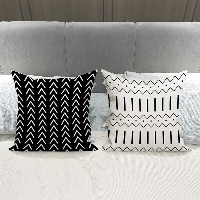 YCOLL Pillow Covers 18x18 Set of 4, Modern Sofa Throw Pillow Cover, Decorative - Image 4