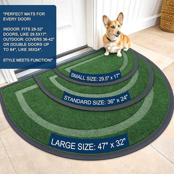 OLANLY Half Circle Door Mat Indoor Outdoor Entrance Welcome, Waterproof - Image 2