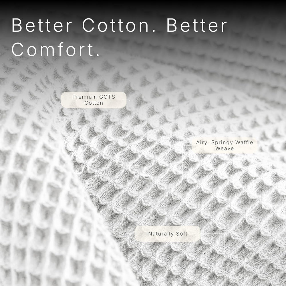 GOTS Certified 108"X90" King 100% Organic Cotton Waffle Blanket-White