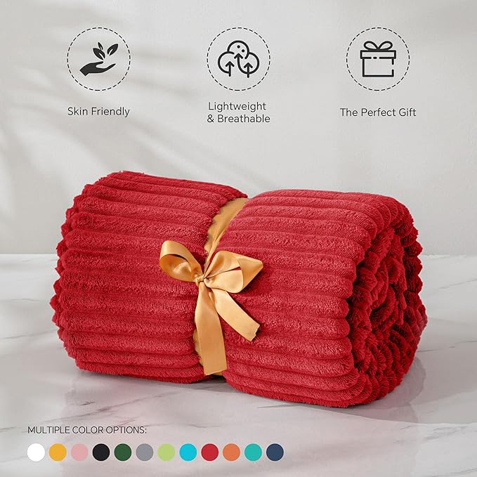 BEDELITE Fleece Blanket Twin Size – 3D Ribbed Jacquard Soft and Warm Decorative - Image 3