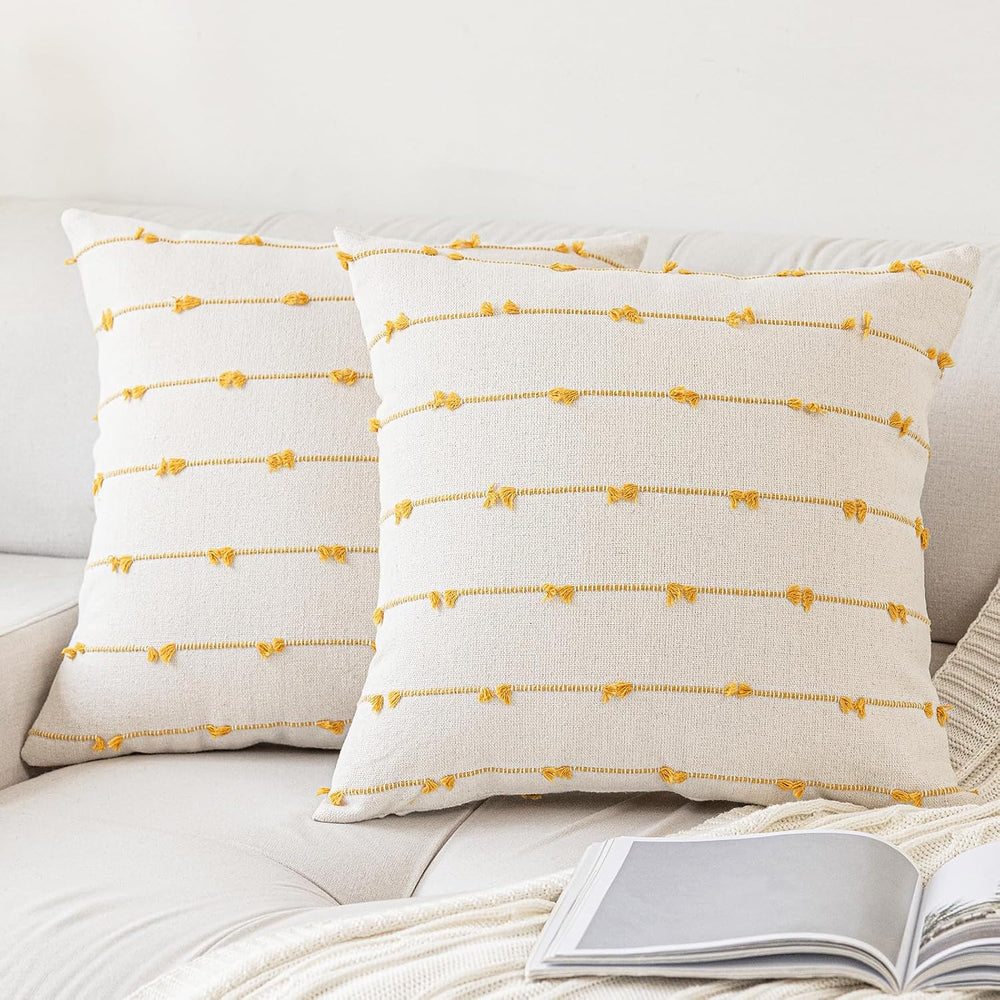 YEENAASY Boho Throw Pillow Covers 26x26 Set of 2 Farmhouse Pillow Cases