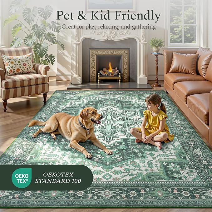 Rugflix 3x5 Area Rugs for Living Room, Machine Washable Rug Non Slip Stain - Image 5
