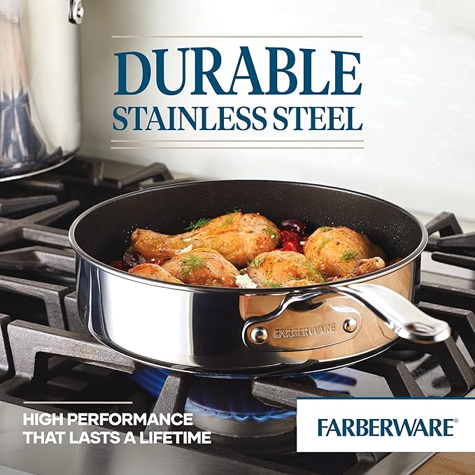 Farberware Millennium Stainless Steel Nonstick Cookware Set, 10-Piece Pot and - Image 6