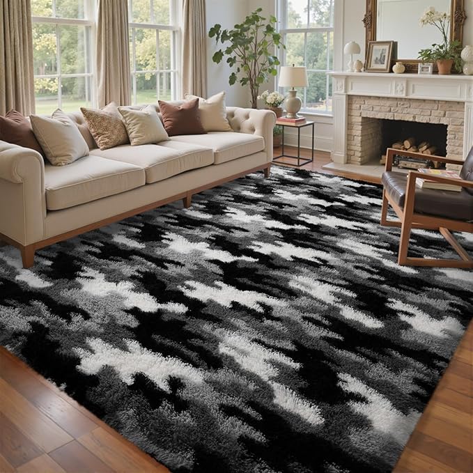 5x7 Ft Large Shag Rugs for Bedroom Living Room, Tie Dyed Ultra Soft Fluffy by Cuzwlovita