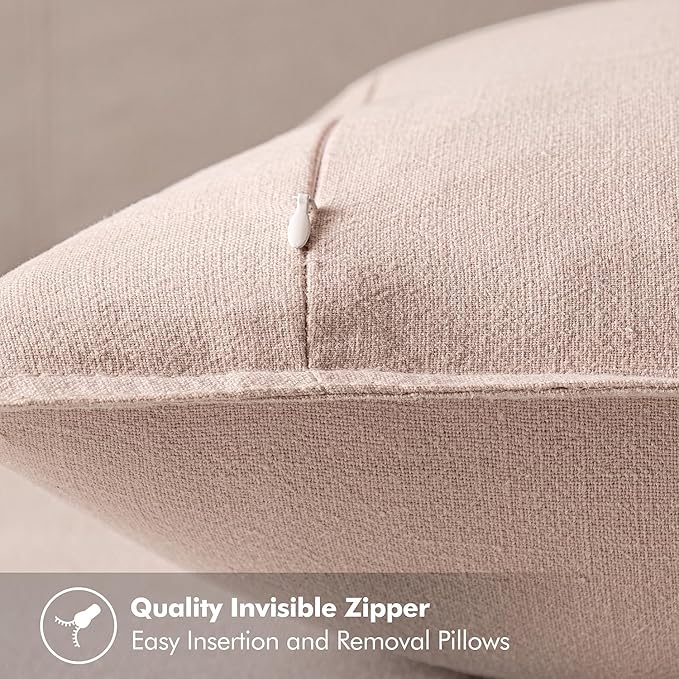 MIULEE Decorative Linen Pillow Covers 20x20 Inch Light Pink ​Boho Farmhouse​ - Image 3
