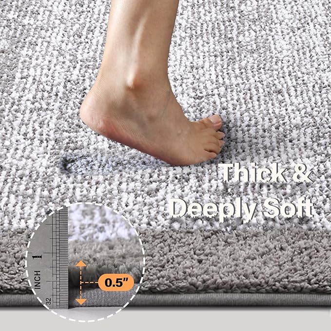 60x24 Long Bathroom Rugs Washable Non Slip, Light Grey Bath Mat - Image 5