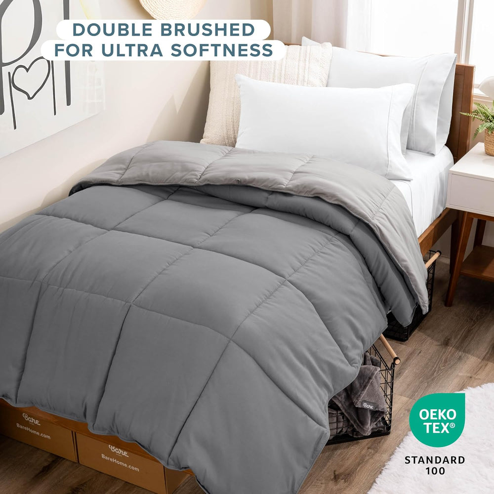 Bare Home Reversible Comforter (Twin/Twin XL, Grey/Light Grey)