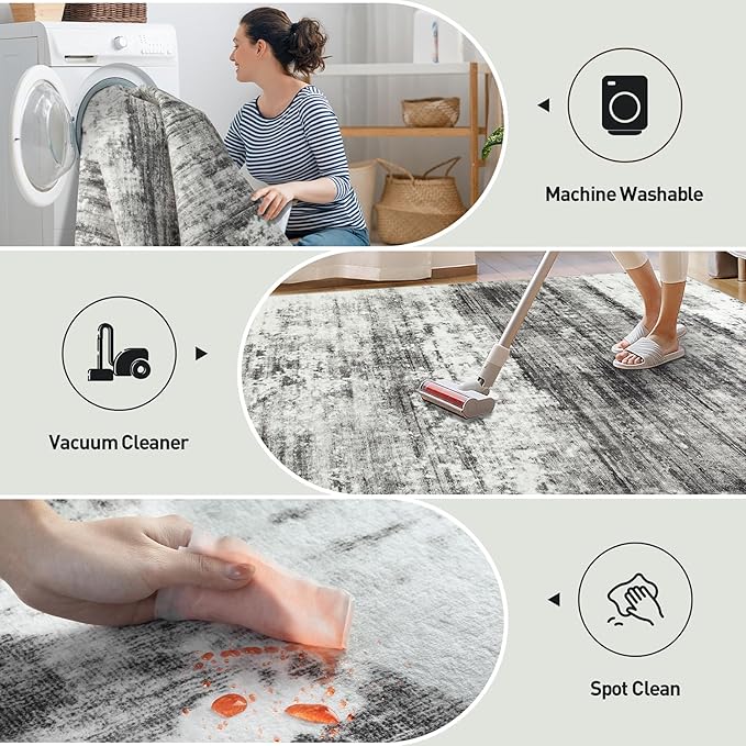 2'6''x8' Runner Rugs Washable Rug: Modern Abstract Hallway Runner Rug Indoor - Image 5
