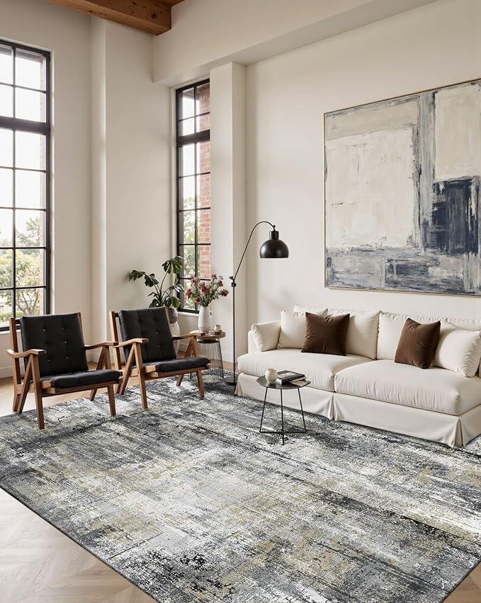 Latte&Fog 6x9 Area Rugs for Living Room Bedroom, Boho Non Slip Low Pile Carpet - Image 5