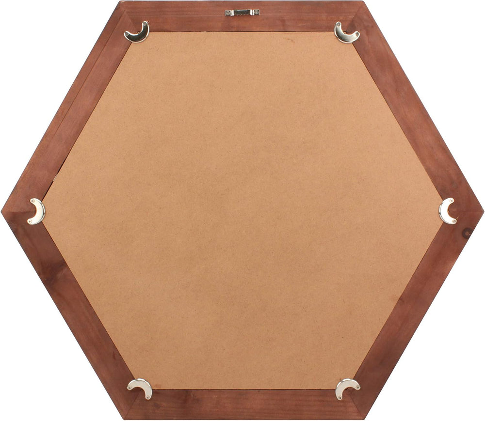 Stonebriar Decorative 24" Hexagon Wall Mirror with Redwood Frame and Att...